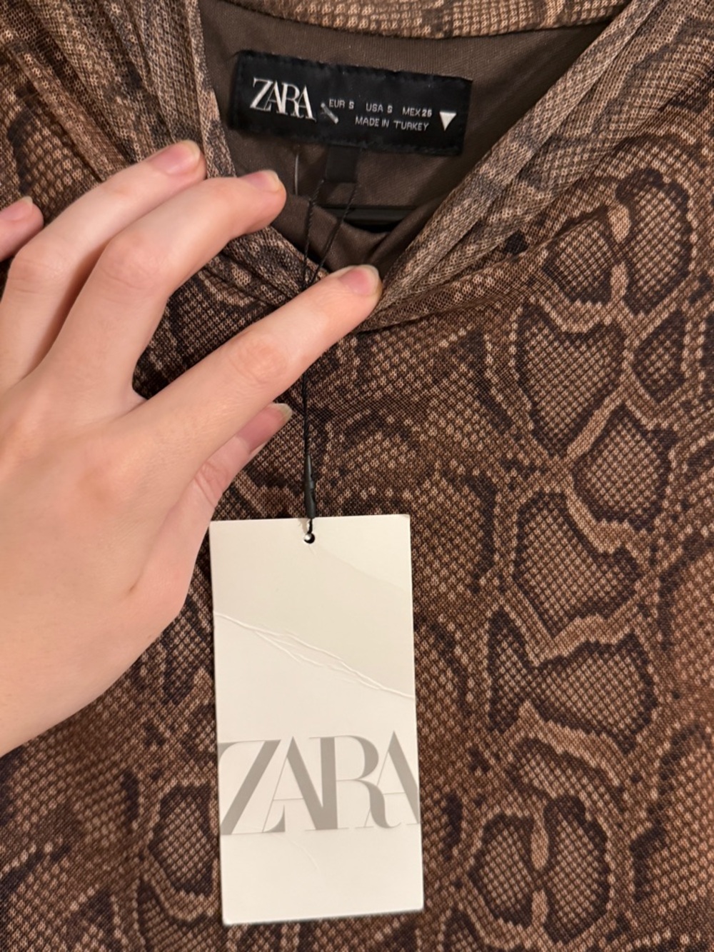 Zara Brown Snakeskin-Print Dress - Picture 8 of 8